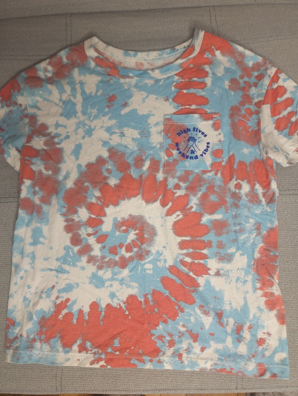 Cat & Jack Tie-Dye Pocket Tee in Coral & Sky Blue